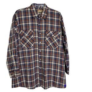 VTG BIG MAC Workwear Mens Shirt Large Reg 16-16.5 Plaid Button Pockets Long Slv